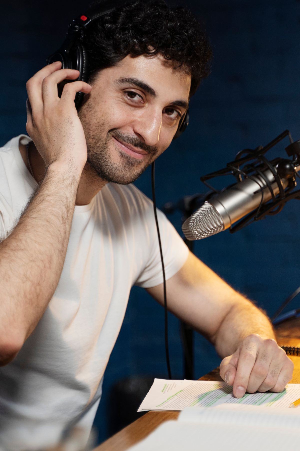 Men Podcasting with Mic - Audiopitara - Be a podcaster program - 1200 X 1800